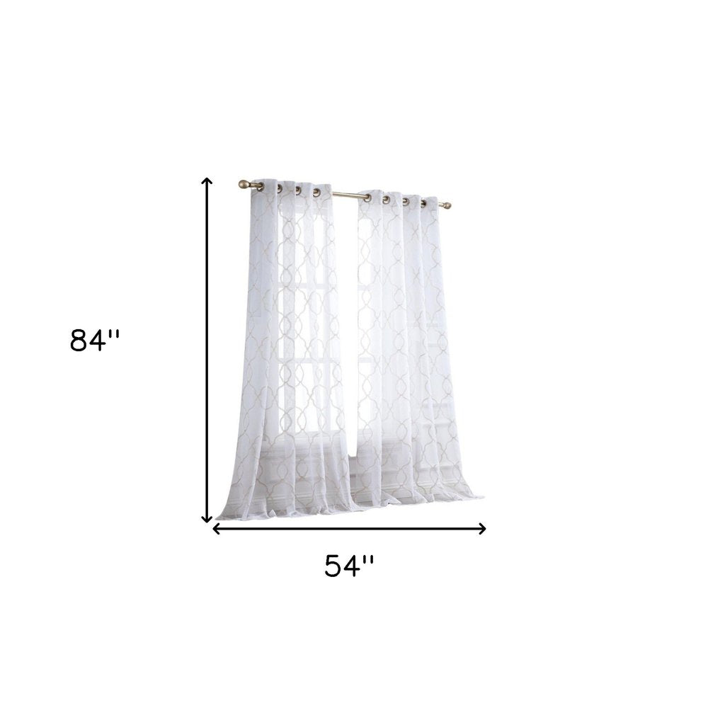 84” Charcoal Trellis Pattern Embroidered Window Curtain Panel HomeRoots