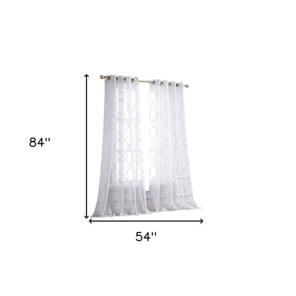 84” Charcoal Trellis Pattern Embroidered Window Curtain Panel HomeRoots
