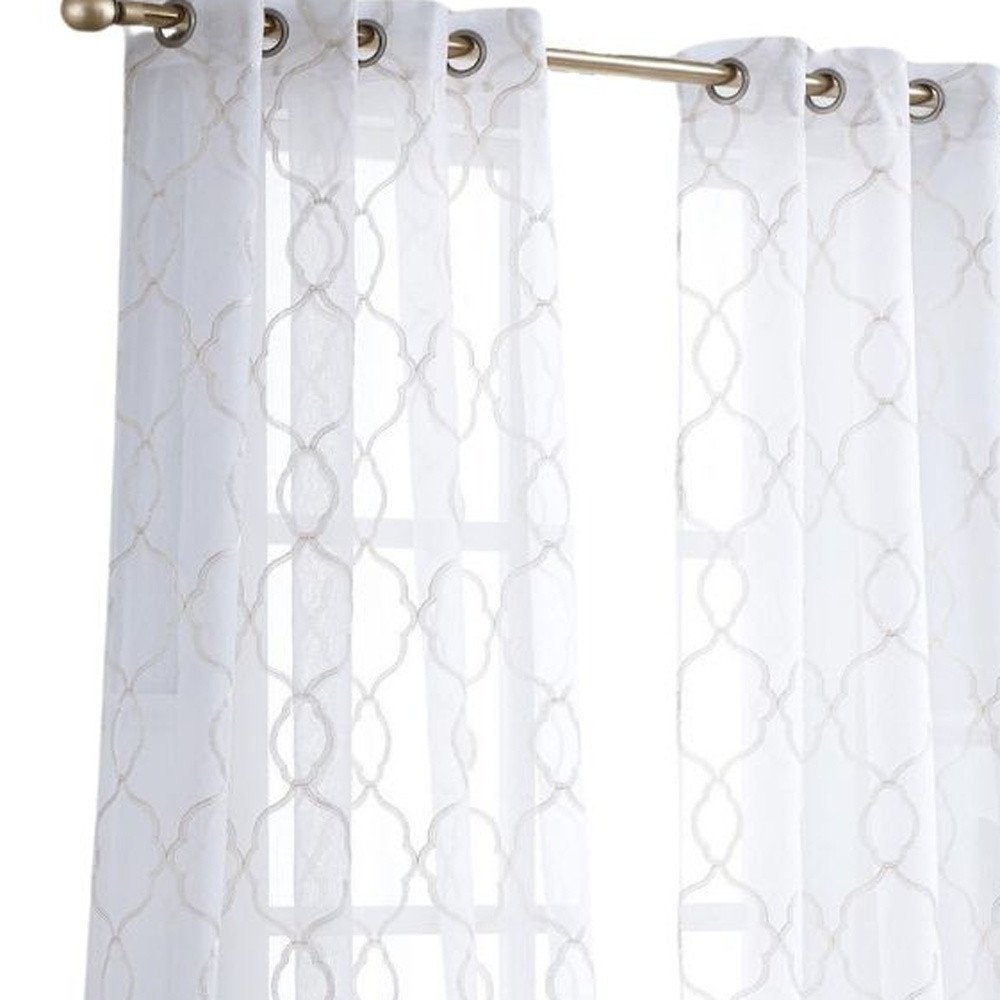 84” Charcoal Trellis Pattern Embroidered Window Curtain Panel HomeRoots