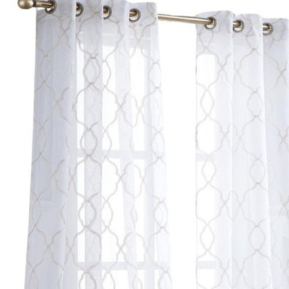 84” Charcoal Trellis Pattern Embroidered Window Curtain Panel HomeRoots
