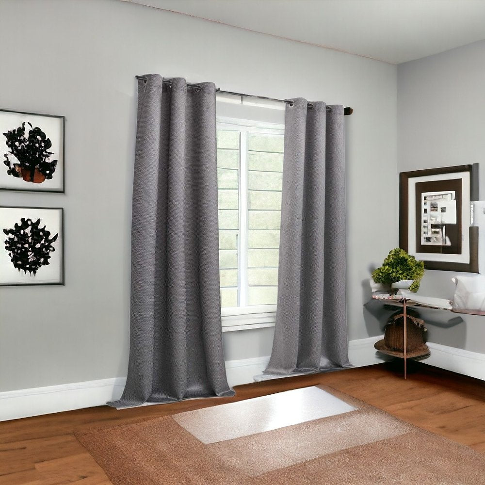 Set of Two 84" Silver Metallic Textured Window Panels HomeRoots