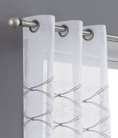 Set of Two 84"  White Wave Embroidered Window Panels HomeRoots