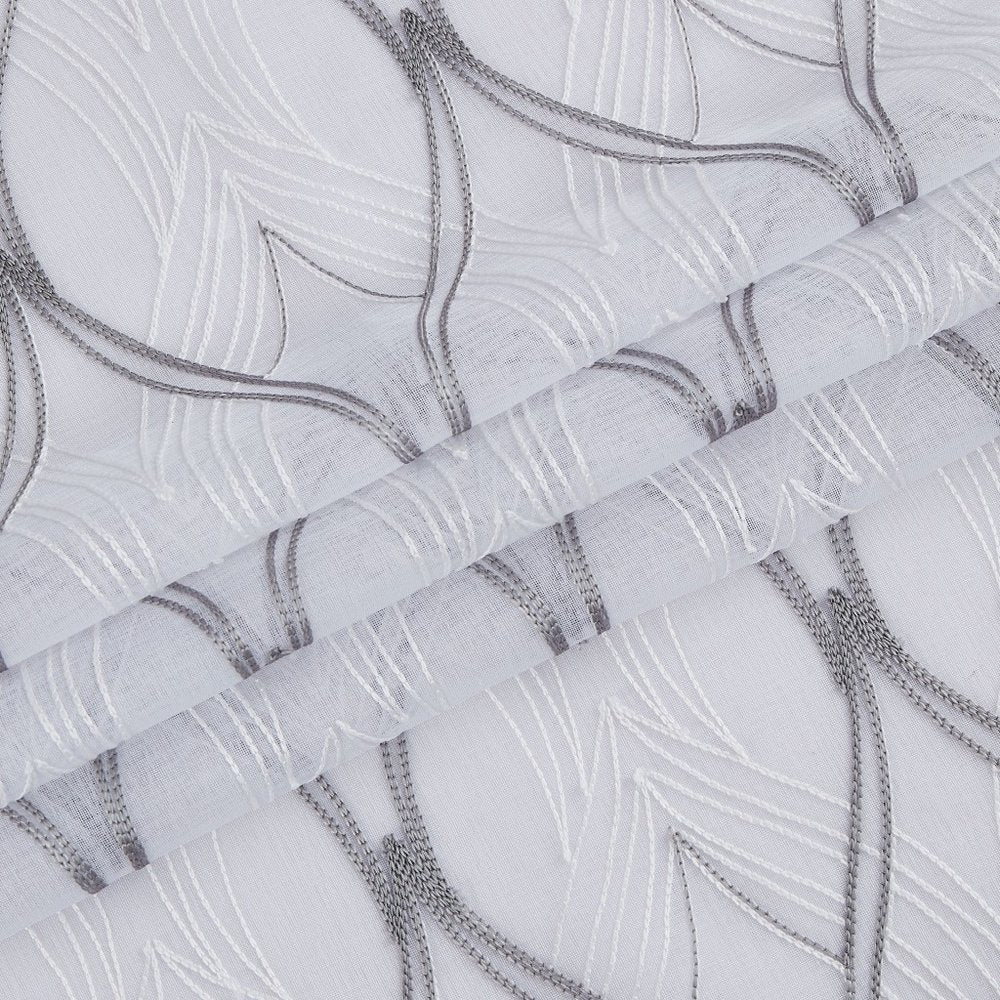 Set of Two 84"  White Wave Embroidered Window Panels HomeRoots