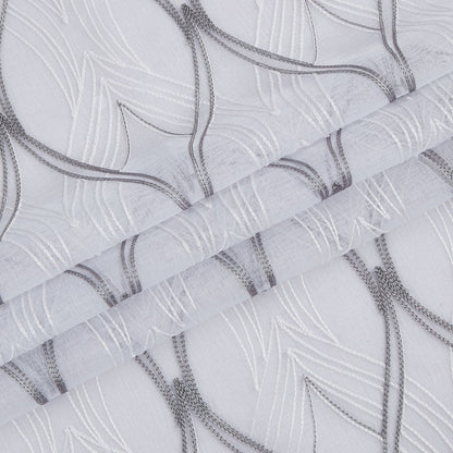 Set of Two 84"  White Wave Embroidered Window Panels HomeRoots