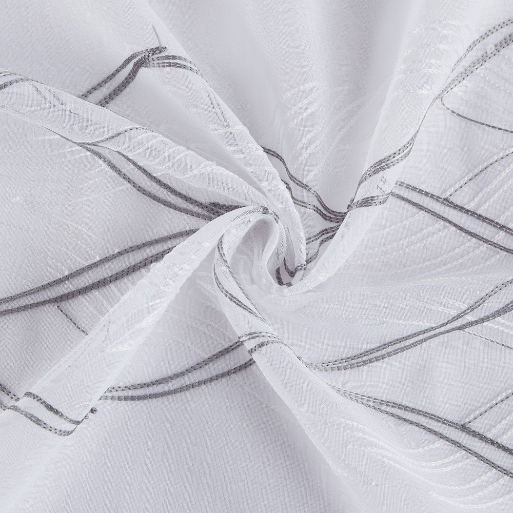 Set of Two 84"  White Wave Embroidered Window Panels HomeRoots