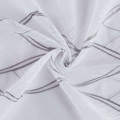 Set of Two 84"  White Wave Embroidered Window Panels HomeRoots