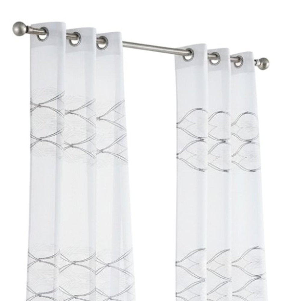 Set of Two 84"  White Wave Embroidered Window Panels HomeRoots