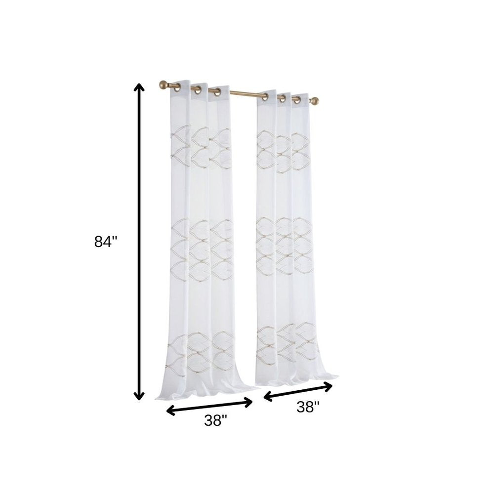Set of Two 84"  Gold Wave Embroidered Window Panels HomeRoots