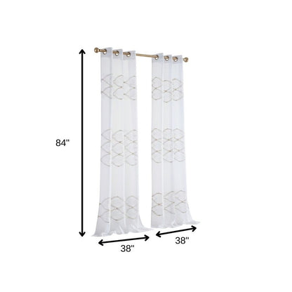 Set of Two 84"  Gold Wave Embroidered Window Panels HomeRoots