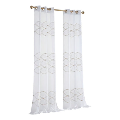 Set of Two 84"  Gold Wave Embroidered Window Panels HomeRoots