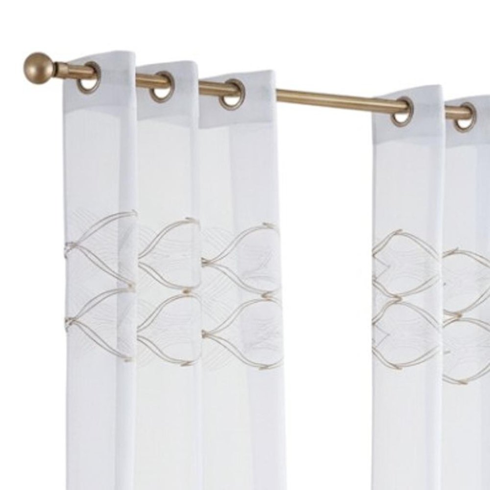 Set of Two 84"  Gold Wave Embroidered Window Panels HomeRoots