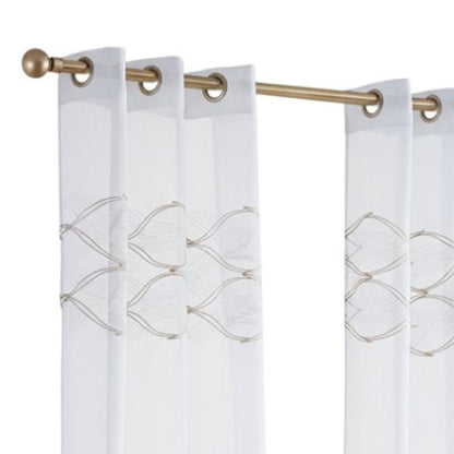 Set of Two 84"  Gold Wave Embroidered Window Panels HomeRoots