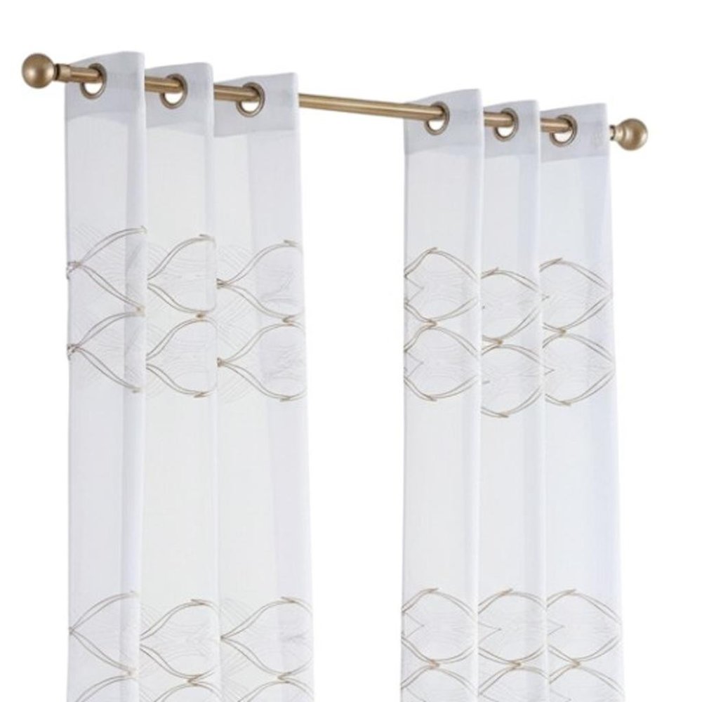 Set of Two 84"  Gold Wave Embroidered Window Panels HomeRoots