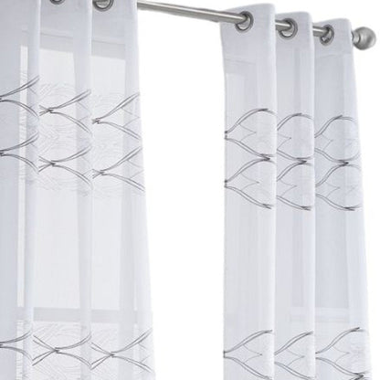Set of Two 96"  White Wave Embroidered Window Panels HomeRoots