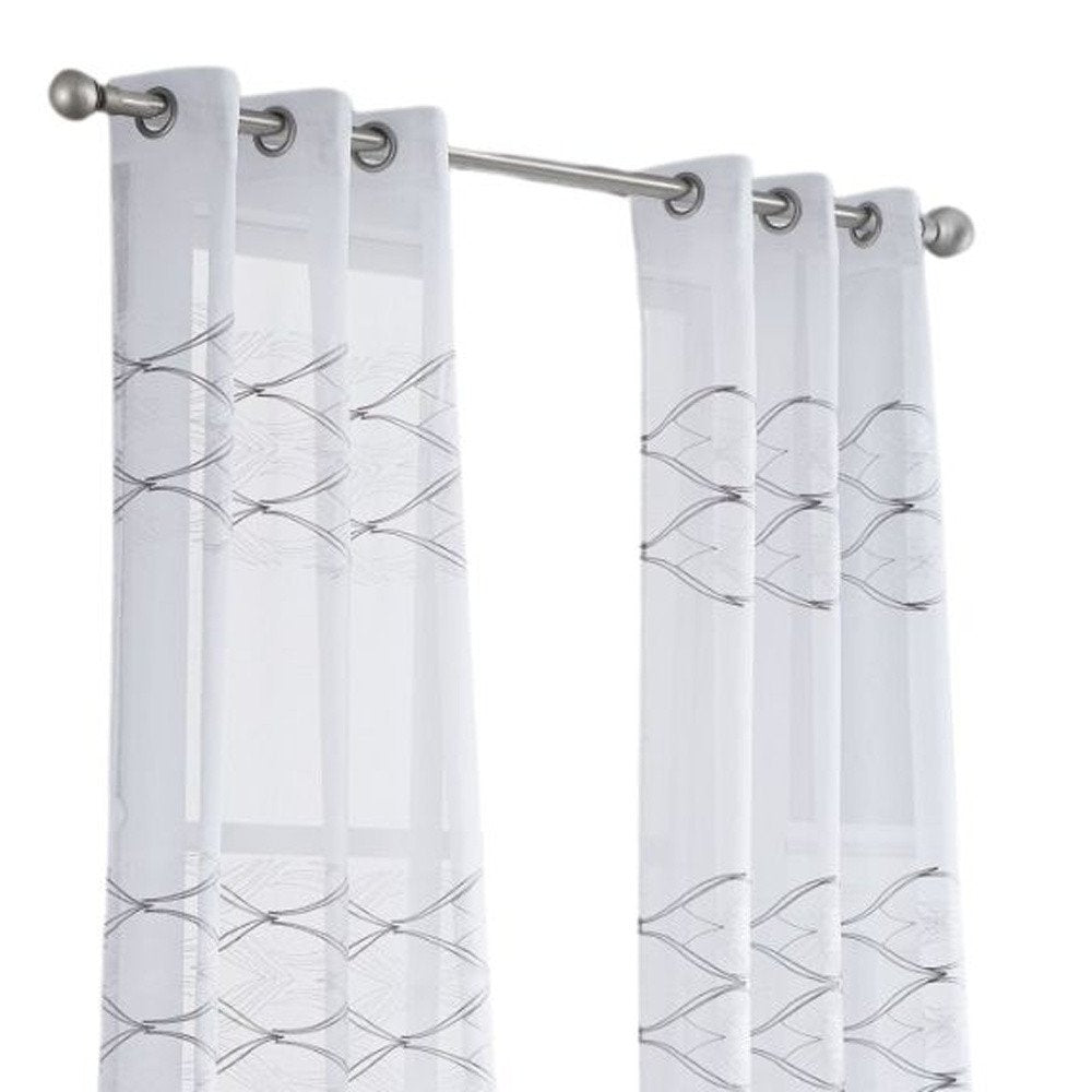 Set of Two 96"  White Wave Embroidered Window Panels HomeRoots
