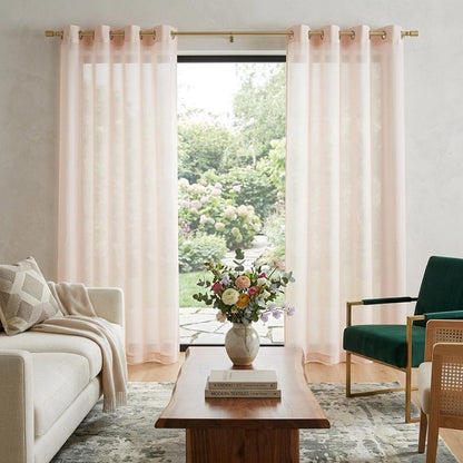 Set of Two 84"  Blush Solid Modern Window Panels HomeRoots