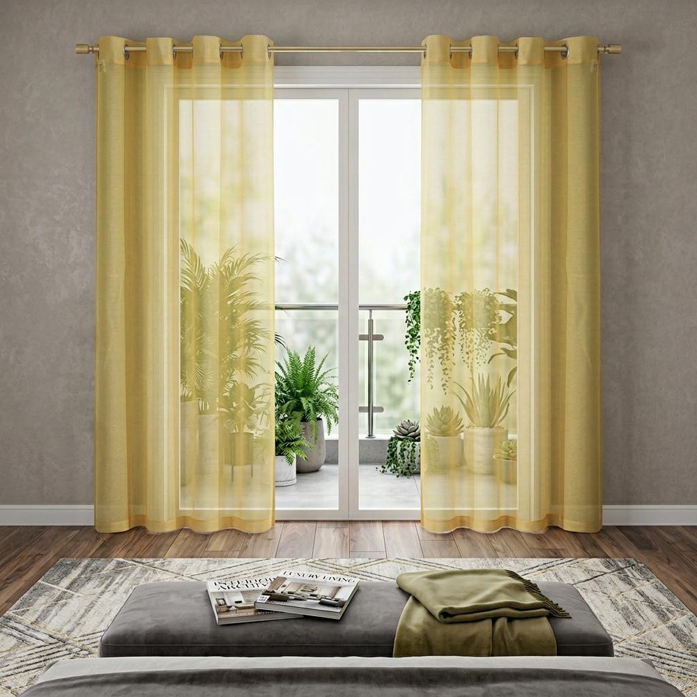 Set of Two 84"  Gold Solid Modern Window Panels HomeRoots