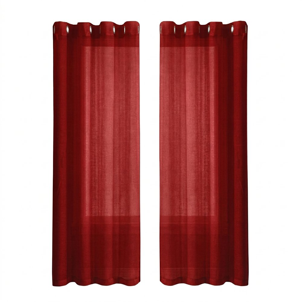 Set of Two 84"  Red Solid Modern Window Panels HomeRoots