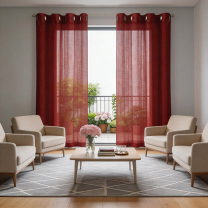 Set of Two 84"  Red Solid Modern Window Panels HomeRoots
