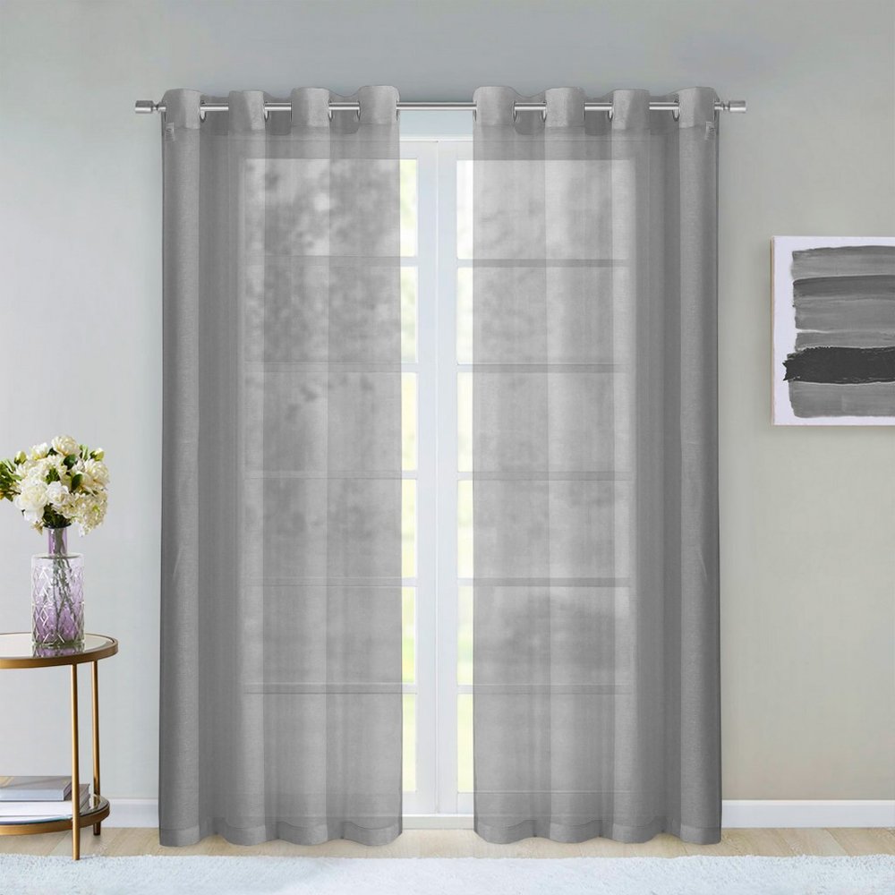 Set of Two 84"  Silver Solid Modern Window Panels HomeRoots