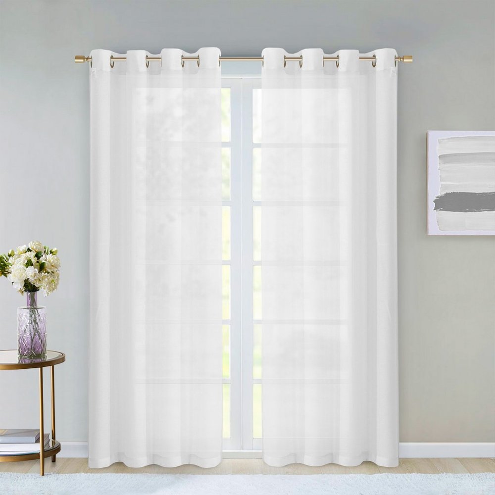 Set of Two 84"  White Solid Modern Window Panels HomeRoots