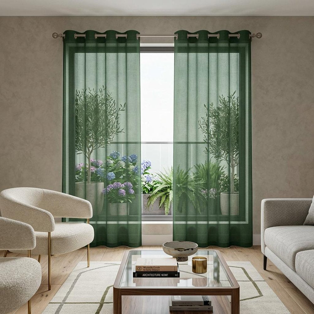 Set of Two 84"  Sage Solid Modern Window Panels HomeRoots