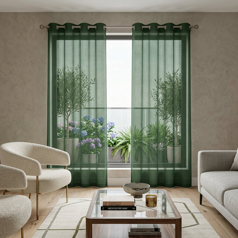 Set of Two 84"  Sage Solid Modern Window Panels HomeRoots
