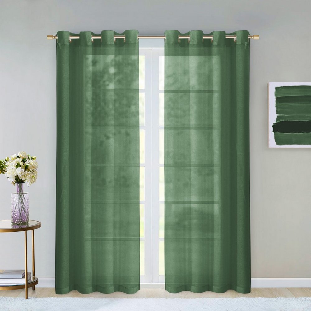 Set of Two 84"  Sage Solid Modern Window Panels HomeRoots