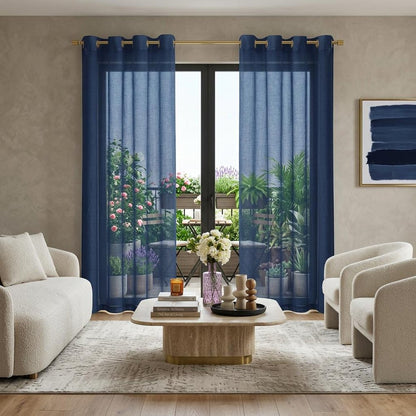 Set of Two 84"  Blue Solid Modern Window Panels HomeRoots