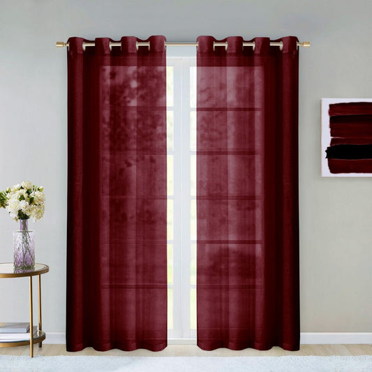 Set of Two 84"  Burgundy Solid Modern Window Panels HomeRoots
