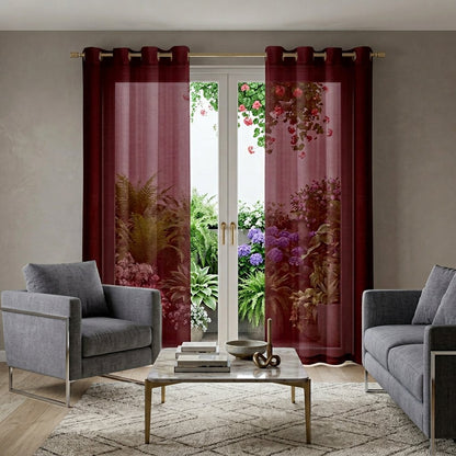 Set of Two 84"  Burgundy Solid Modern Window Panels HomeRoots