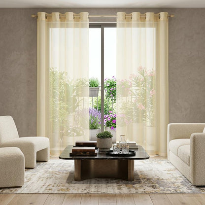 Set of Two 84"  Beige Solid Modern Window Panels HomeRoots