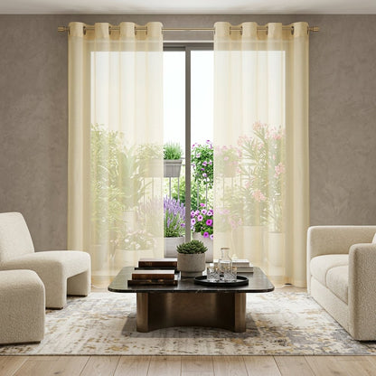 Set of Two 84"  Beige Solid Modern Window Panels HomeRoots