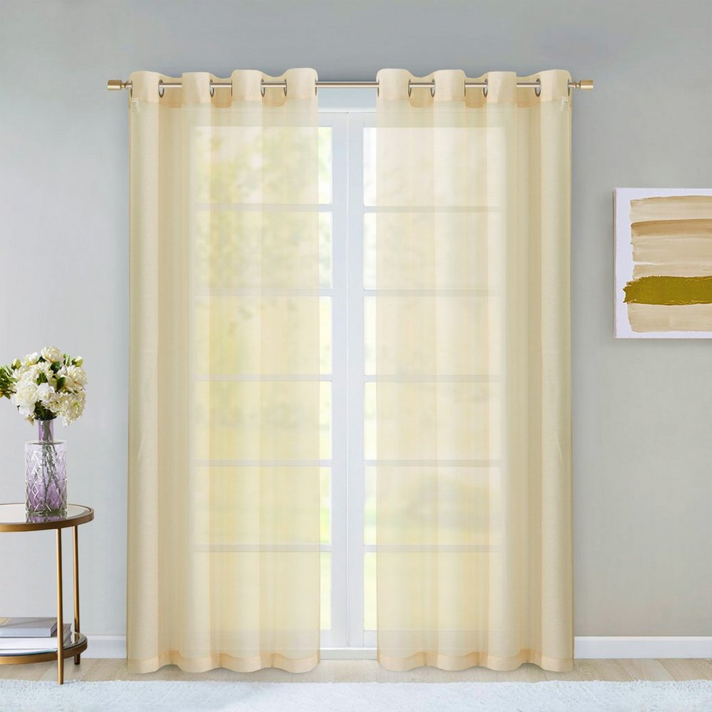 Set of Two 84"  Beige Solid Modern Window Panels HomeRoots