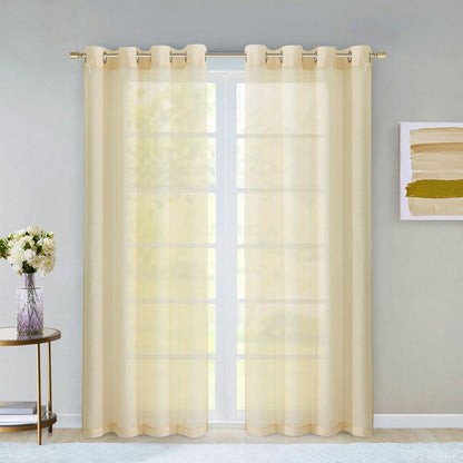 Set of Two 84"  Beige Solid Modern Window Panels HomeRoots