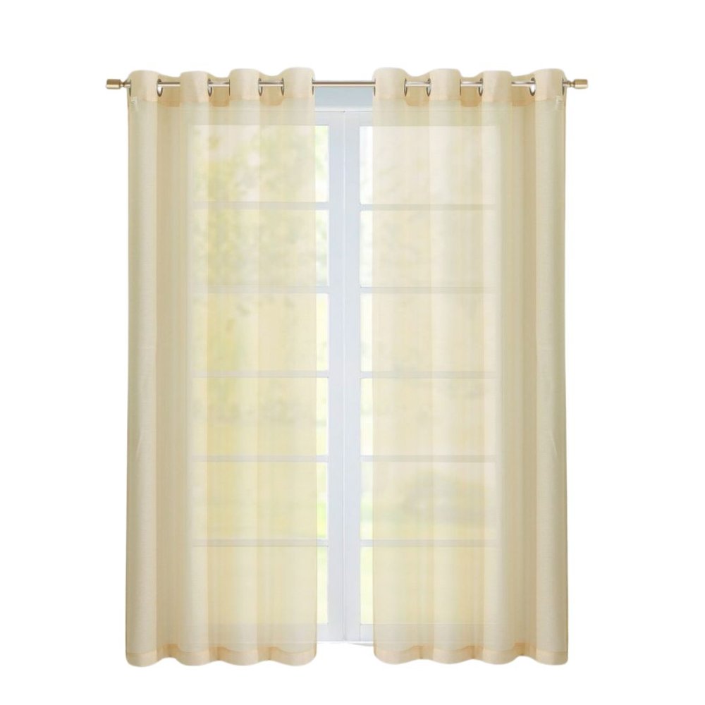 Set of Two 84"  Beige Solid Modern Window Panels HomeRoots