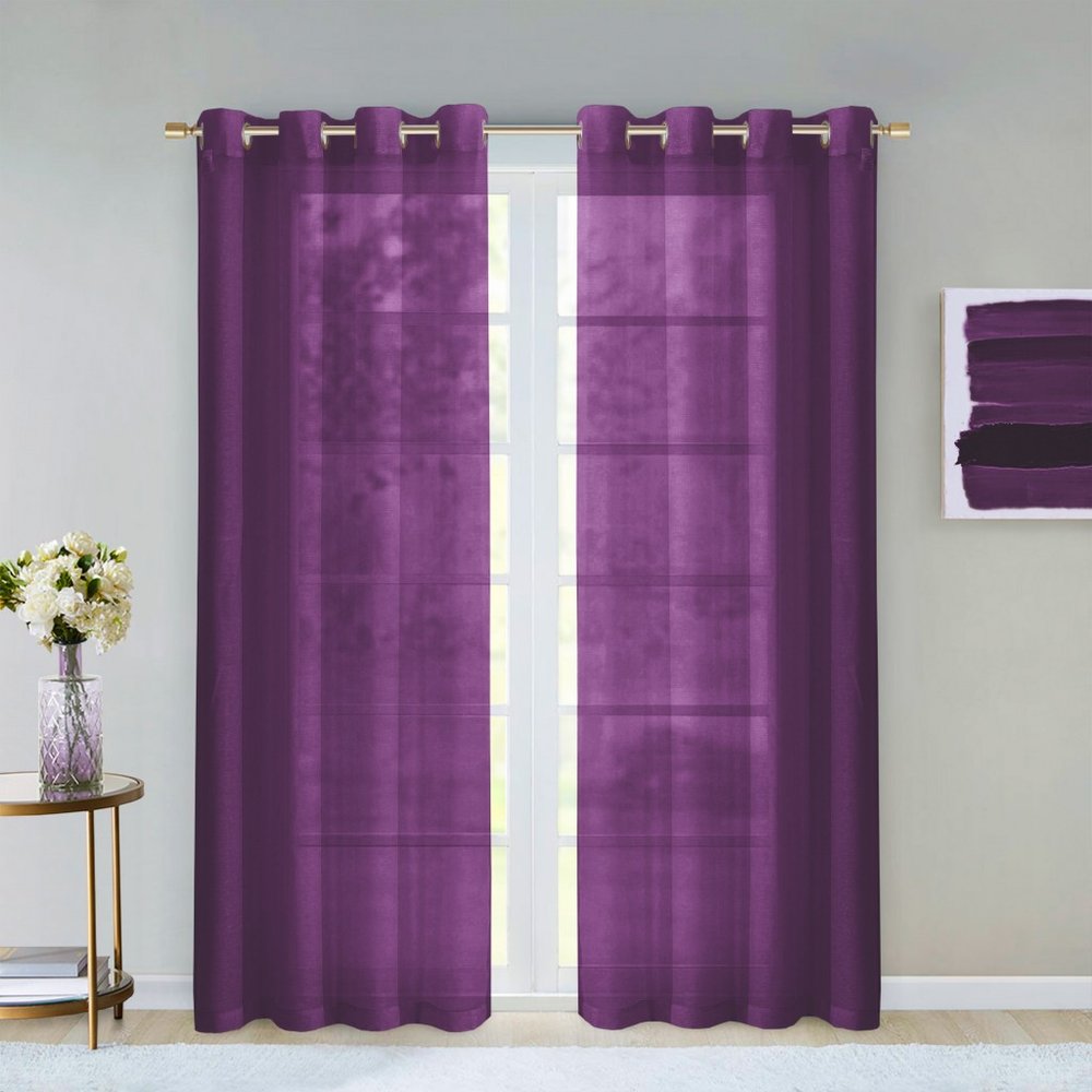 Set of Two 84"  Purple Solid Modern Window Panels HomeRoots