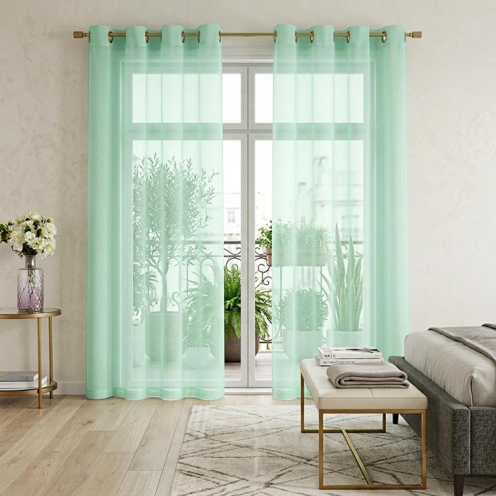 Set of Two 84"  Aqua Solid Modern Window Panels HomeRoots