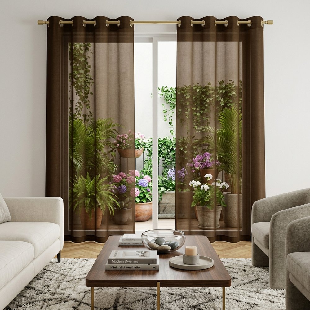 Set of Two 84"  Chocolate Solid Modern Window Panels HomeRoots