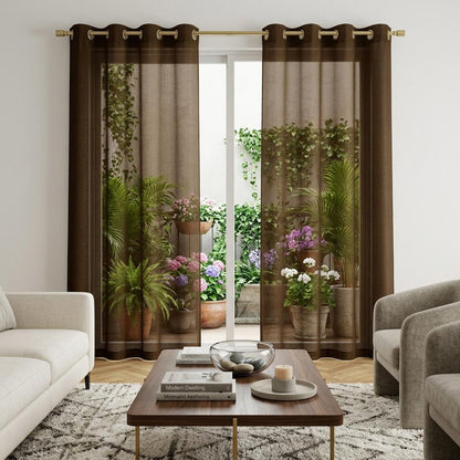 Set of Two 84"  Chocolate Solid Modern Window Panels HomeRoots