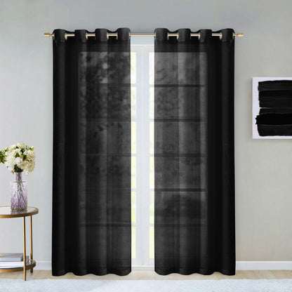 Set of Two 84"  Black Solid Modern Window Panels HomeRoots
