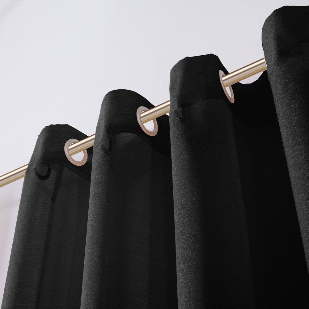 Set of Two 84"  Black Solid Modern Window Panels HomeRoots