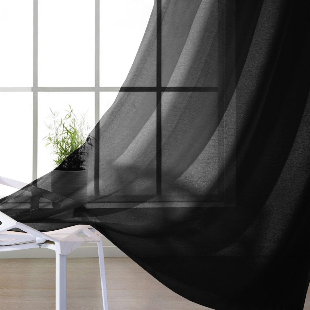 Set of Two 84"  Black Solid Modern Window Panels HomeRoots