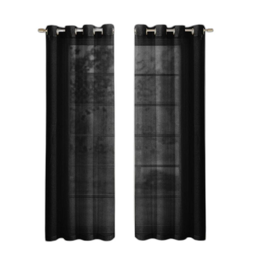 Set of Two 84"  Black Solid Modern Window Panels HomeRoots