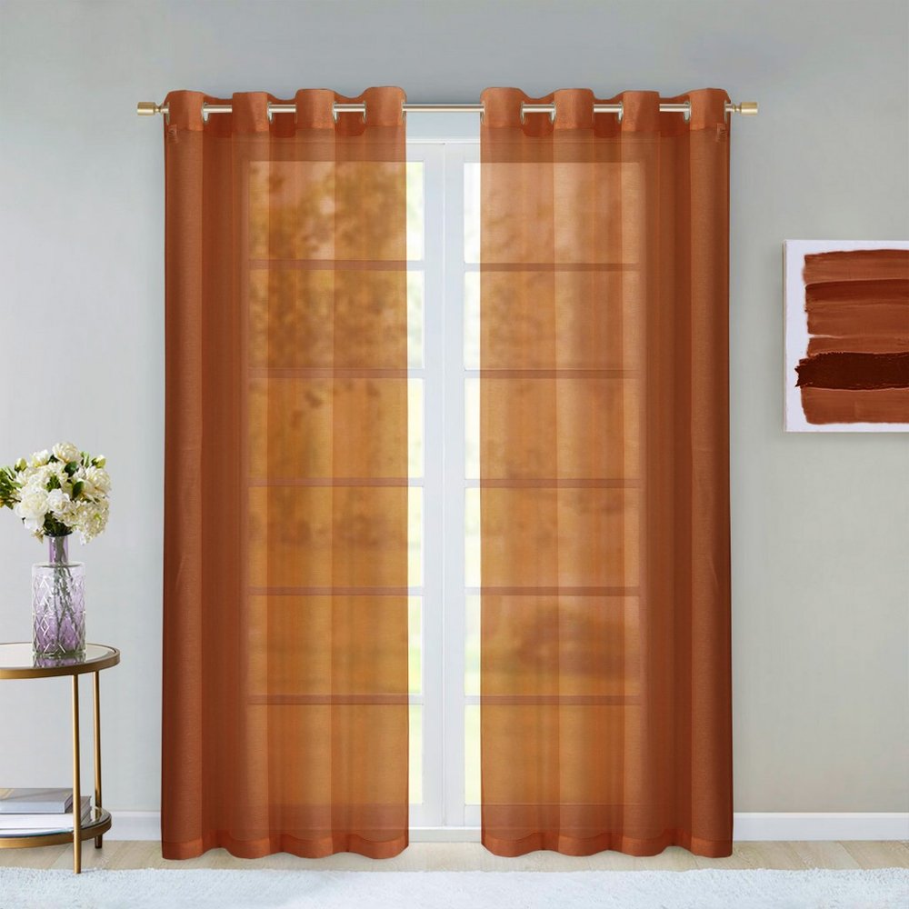 Set of Two 84"  Rust Solid Modern Window Panels HomeRoots