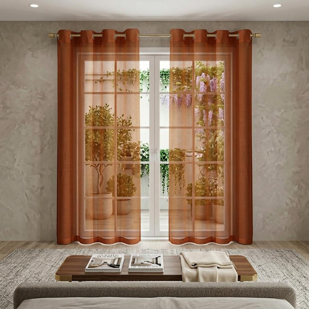 Set of Two 84"  Rust Solid Modern Window Panels HomeRoots