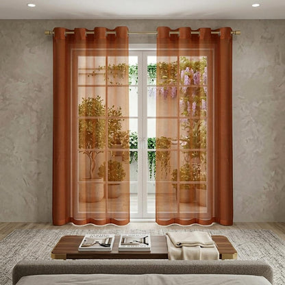 Set of Two 84"  Rust Solid Modern Window Panels HomeRoots