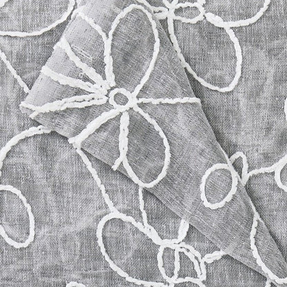 Set of Two 84"  Silver Floral Embroidered Window Panels HomeRoots