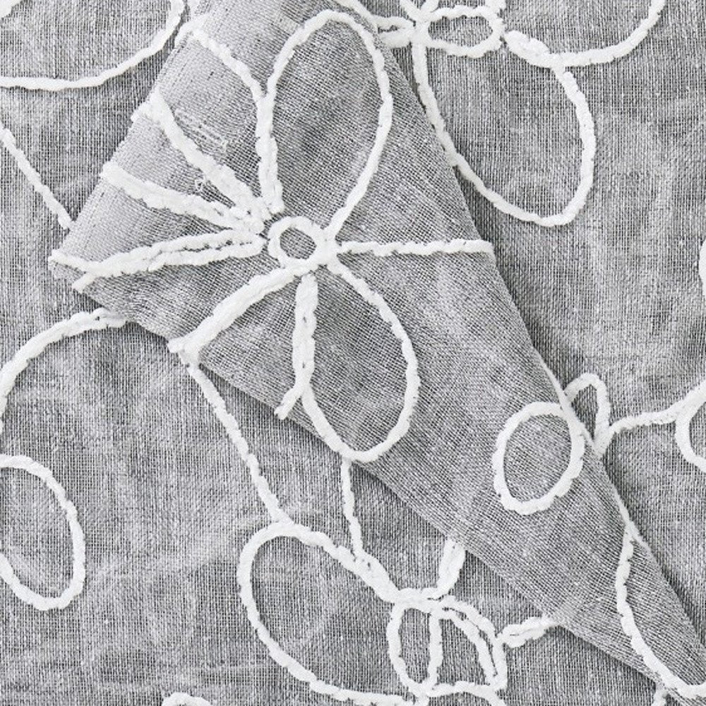 Set of Two 84"  Silver Floral Embroidered Window Panels HomeRoots