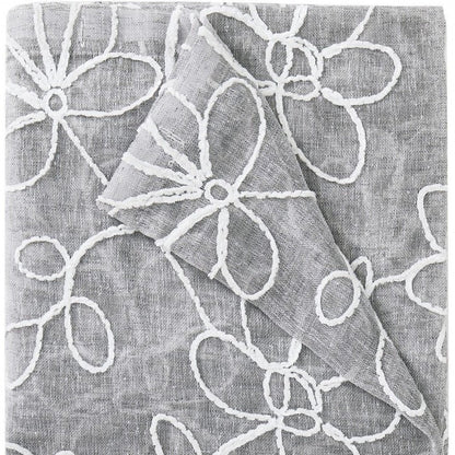 Set of Two 84"  Silver Floral Embroidered Window Panels HomeRoots